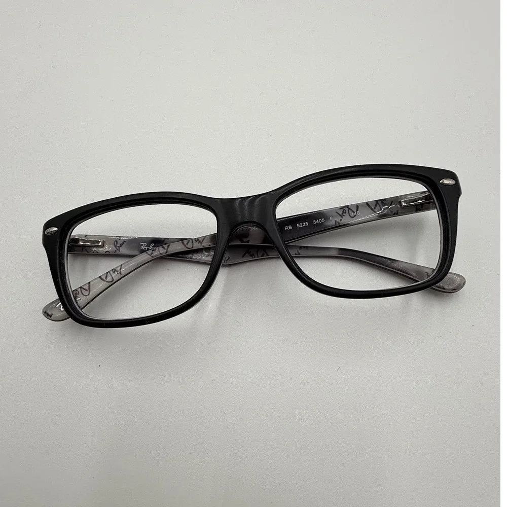 Ray-Ban RB 5228 5405 Eyeglasses Frames Matte Black Grey Script Logo‎ 53-17-140